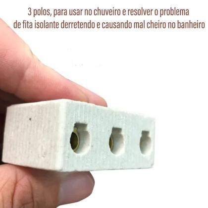 Imagem de Conector Chuveiro Tripolar 16mm Porcelana Emenda 50a 600v