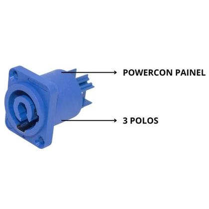Imagem de Conector custom sound powercon profissional painel in c/ reforco interno azul cs103
