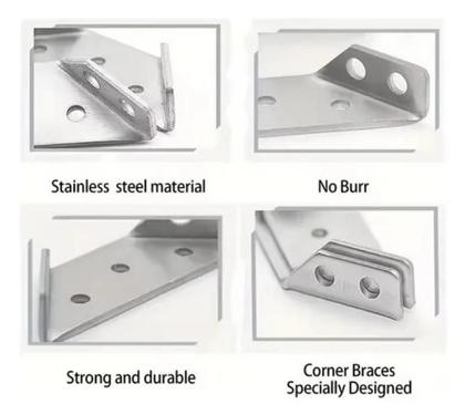 Imagem de Conector de Canto de Aço Inoxidável Ângulo de 90 para Móveis Universal Kit 15 cant. 105 paraf. F-567 Saint Plus