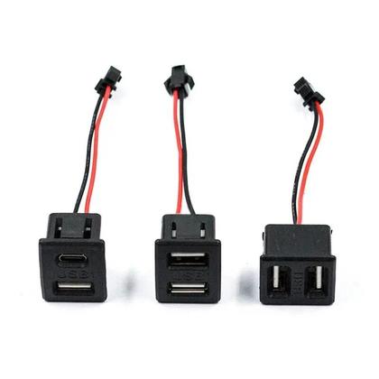 Imagem de Conector De Carregamento USB Tipo-C Feminino De Camada Dupla Preto Com Cabo