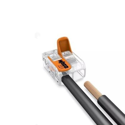 Imagem de Conector De Emenda 2 Polos Transparente 6 Unid. Wago 221-412