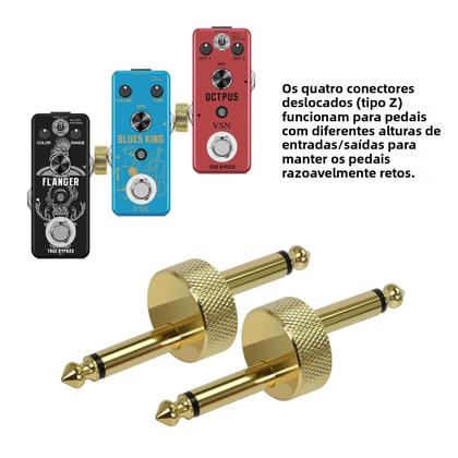 Imagem de Conector De Pedal De Guitarra Tipo Z De 6.3mm (1/4 De Polegada) - Pacote Com 4 Acopladores Macho De
