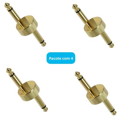 Imagem de Conector De Pedal De Guitarra Tipo Z De 6.3mm (1/4 De Polegada) - Pacote Com 4 Acopladores Macho De