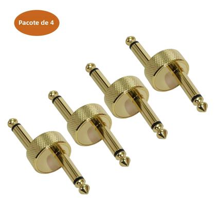 Imagem de Conector De Pedal De Guitarra Tipo Z De 6.3mm (1/4 De Polegada) - Pacote Com 4 Acopladores Macho De