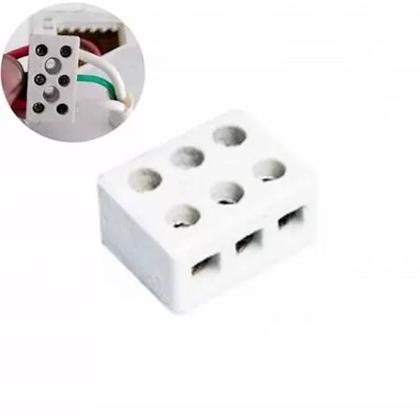 Imagem de Conector De Porcelana Para Fios Chuveiro 6mm/10mm De 3 Polos