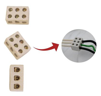 Imagem de Conector de Porcelana Tripolar 16mm para Chuveiro - 2 Unidades
