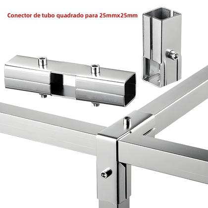 Imagem de Conector De Tubo Quadrado De Aço Inoxidável 25mmx25mm Com Flange Para Acessórios De Estrutura De