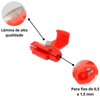 Imagem de Conector Derivaçao Reforçado e resistente Tap Link Vermelho 0,5 a 1,0 mm² 10 Unidades Emenda Cabos e Fios