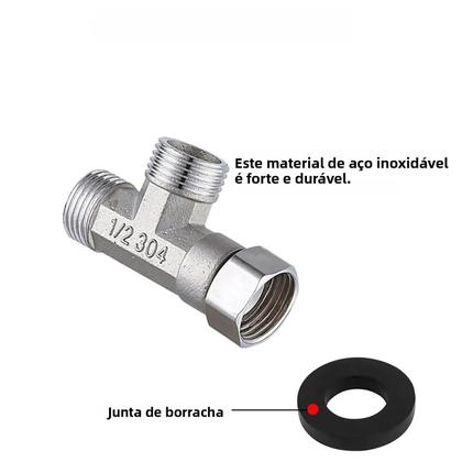 Imagem de Conector Em T De Aço Inoxidável Com Divisor De 3 Vias, Conector Flexível Removível Com Tampa