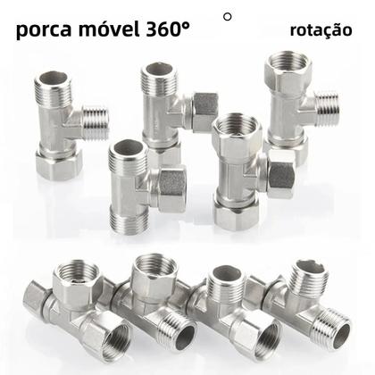 Imagem de Conector Em T De Aço Inoxidável Com Divisor De 3 Vias, Conector Flexível Removível Com Tampa