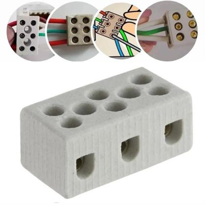 Imagem de Conector Emenda De Porcelana Para Chuveiro Tripolar 6mm Para Fios isolante Para Torneira Eletrica