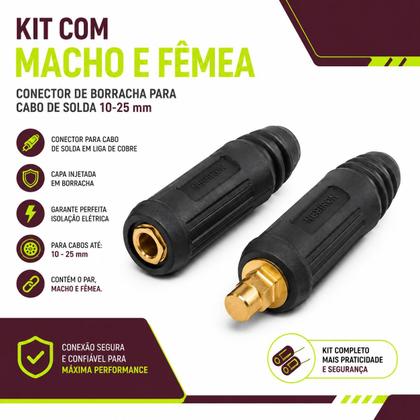 Imagem de Conector Engate Rápido Macho Fêmea 9mm Cabo De Solda 1025mm Ômega