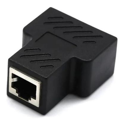 Imagem de Conector Extensor Duplicador Rj45 Splitter Plug T Preto