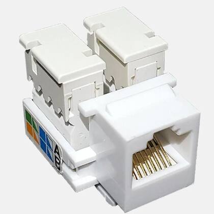 Imagem de Conector Fêmea Tomada Padrão Keystone RJ45 CAT5e Branco