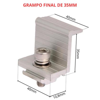 Imagem de Conector Fixador Grampo Final Painel Solar 35mm - 6 Peças