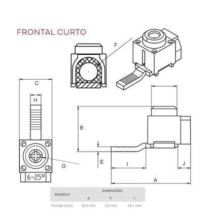 Imagem de Conector Genérico Frontal 6mm - 25mm (Terminal P/ Disjuntor) Kit com 10 Unidades