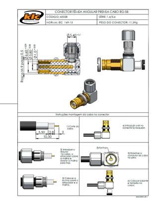 Imagem de Conector IEC 169-13 Tipo 1.6/5.6 Fêmea Angular Cabo Painel Prensa Cabo RG-58 - 60058 - Gav 116 - KLC