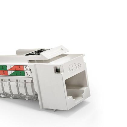 Imagem de Conector JACK Femea RJ45 CAT.5E T568A/B Branco 35050423