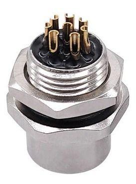 Imagem de Conector M12 8 Pinos Femea Para Porta Painel Ou Sensor