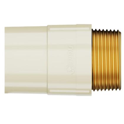 Imagem de Conector Macho Aquatherm Soldável CPVC Bege Para Canos Tubo Água Quente 35mmx1.1/4 Polegadas Tigre