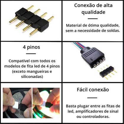 Imagem de Conector Macho Aranha 4 Pinos Emenda Fita Led Rgb 5050 3528