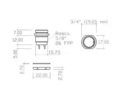 Imagem de Conector Macho para Painel com Base Redonda 8 Vias - JA/PM8P - Melro
