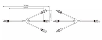 Imagem de Conector MC4 3 vias 3x1 Painel Energia Solar Tipo Y Cabo