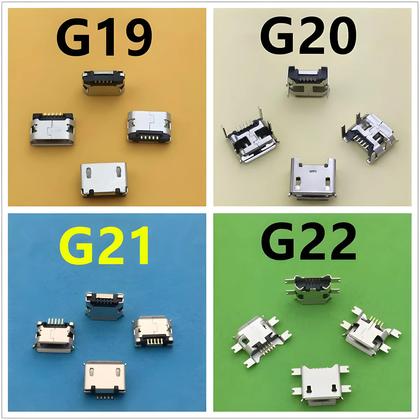 Imagem de Conector Micro USB Fêmea 5 Pinos (20 Modelos) - SMT para Carregamento de Celular e Placa PCB