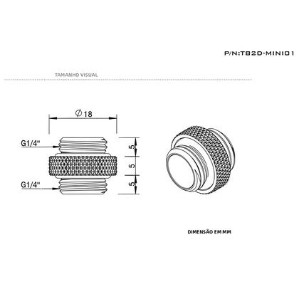 Imagem de Conector Mini Extensor Duplo De 4 Cores M-M Macho-Macho G1/4 Para Bomba E Válvula De Reservatório