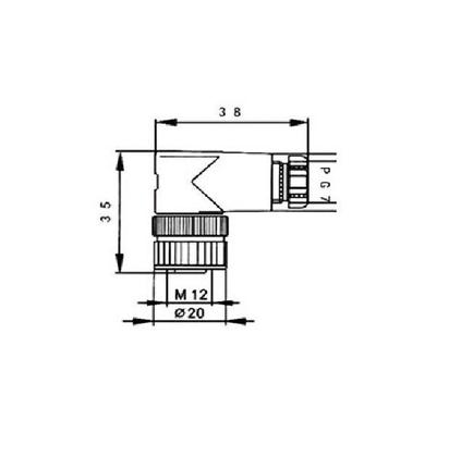 Imagem de Conector montavel m12 4 pinos femea angular 90 pg7