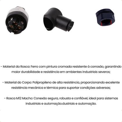 Imagem de Conector montavel m12 4 pinos macho angular pg7