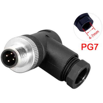 Imagem de Conector montavel m12 4 pinos macho angular pg7