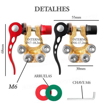 Imagem de Conector Terminal Engate Rápido Bateria Automotiva Trava Par