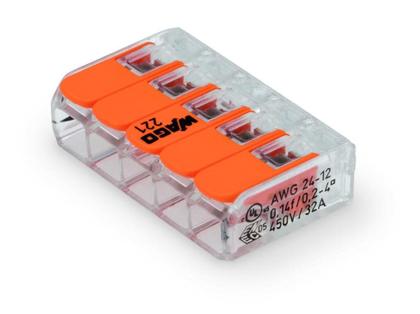 Imagem de Conector Terminal Wago Original - 5 Pólos 221-415 Para Cabos e Fios - Até 4mm