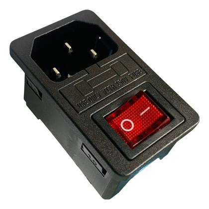 Imagem de Conector Tomada AS-03 Tripolar Macho Com Chave Gangorra KCD1-104N - Vermelha - Kit 5 Peças