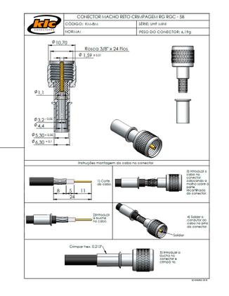 Imagem de Conector UHF Mini Macho Reto Cabo Crimpagem RG-58 Pino Fixo - KM-8M - Gav 145 - KLC