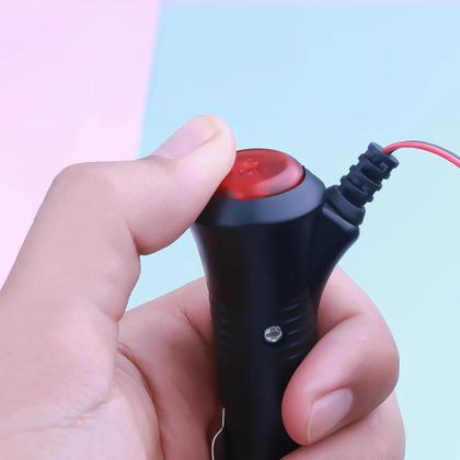 Imagem de Conector Universal Para Isqueiro De Carro Com Cabo De 1,5 Metro 12V 24V Interruptor Liga/Desliga