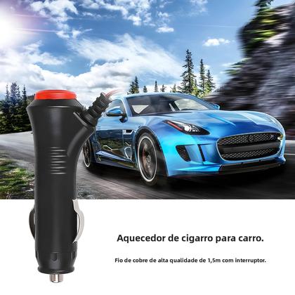 Imagem de Conector Universal Para Isqueiro De Carro Com Cabo De 1,5 Metro 12V 24V Interruptor Liga/Desliga