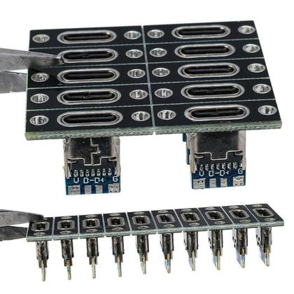 Imagem de Conector USB 3.1 Tipo C  DC Jack 4 Pinos  Placa Fêmea para Carregamento
