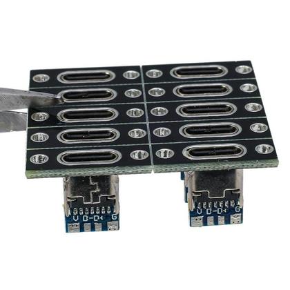 Imagem de Conector USB 3.1 Tipo C  DC Jack 4 Pinos  Placa Fêmea para Carregamento