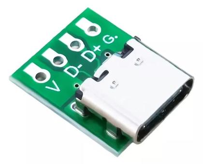Imagem de Conector USB C Verde 16 Pinos Adaptador PCB Placa Conversão Solda DIY Energia Fonte Carregamento Rápido Arduino Projetos Eletrônicos