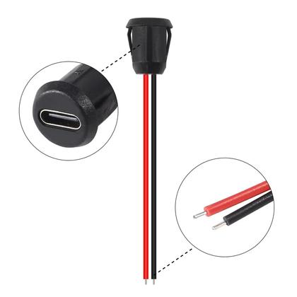 Imagem de Conector USB Tipo C Fêmea à Prova d'Água - 2 Pinos, 5 Peças, Carregamento Rápido