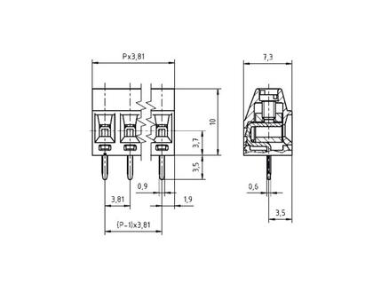 Imagem de Conector Verde Multipolar Fixo AKZ602-03 Macho de 3 Vias - Passo 3.81mm - Phoenix Mecano