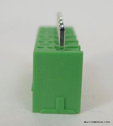 Imagem de Conector Verde Multipolar STL1550.05GV Macho 180º de 5 vias com as laterais Fechadas - Passo 3,5mm - Phoenix Mecano