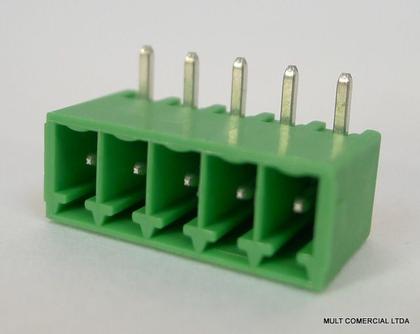 Imagem de Conector Verde Multipolar STL1550.07GH Macho 90º de 7 vias com as laterais Fechadas - Passo 3,5mm - Phoenix Mecano