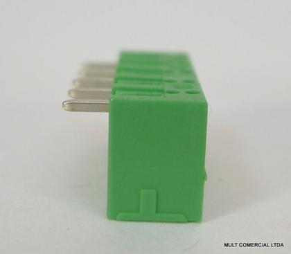 Imagem de Conector Verde Multipolar STL1550.09GH Macho 90º de 9 vias com as laterais Fechadas - Passo 3,5mm - Phoenix Mecano