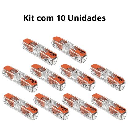 Imagem de Conector Wago Compacto Emenda linear Modelo 221-2411 Kit c/10Un