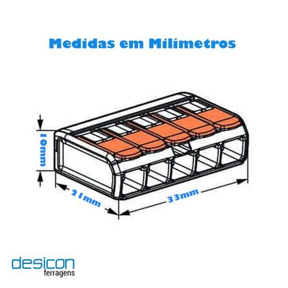 Imagem de Conector Wago Para Emenda de Fios Linha 221 5 Polos