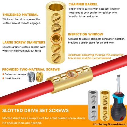 Imagem de Conectores de extremidade de fio SVAAR 000 Gauge 4 PCS de latão com termorretrátil