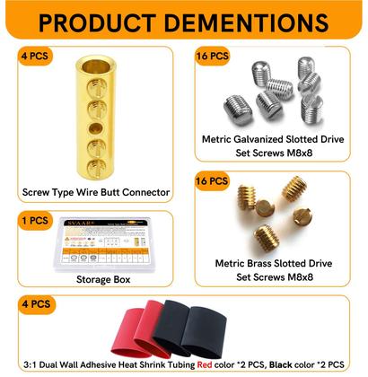 Imagem de Conectores de extremidade de fio SVAAR 000 Gauge 4 PCS de latão com termorretrátil